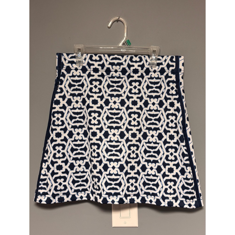 Gretchen Scott Skippy Skort Blue White Geometric Lattice Golf Tennis Skirt Small
